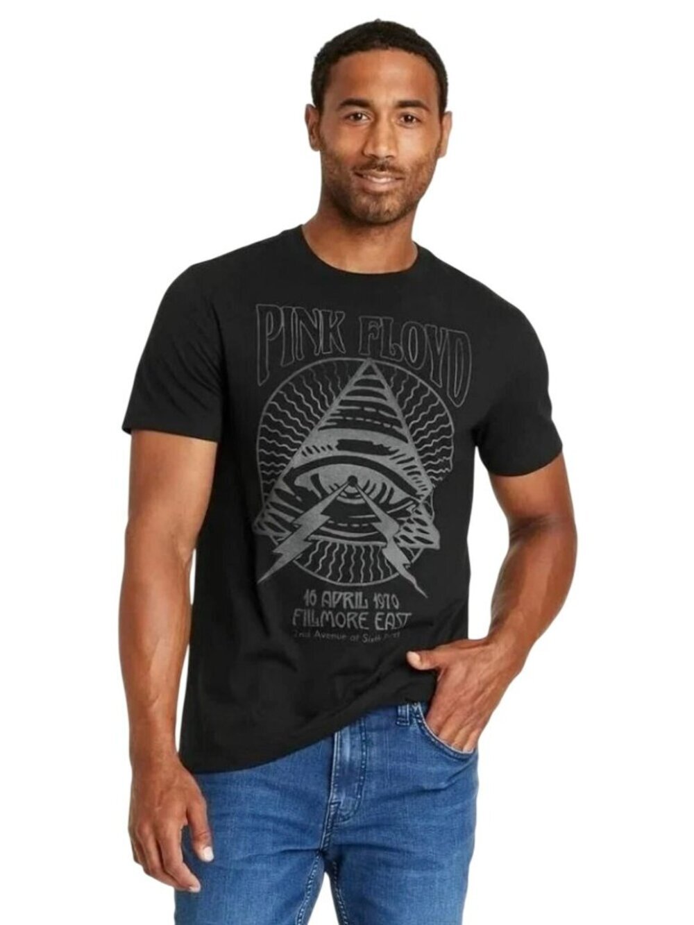 Pink Floyd Mens Graphic T-Shirt Crewneck Standard Fit Black Cotton